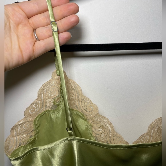 Women’s 90’s light Green and cream Lace and satin babydoll top in size L - Picture 5 of 7
